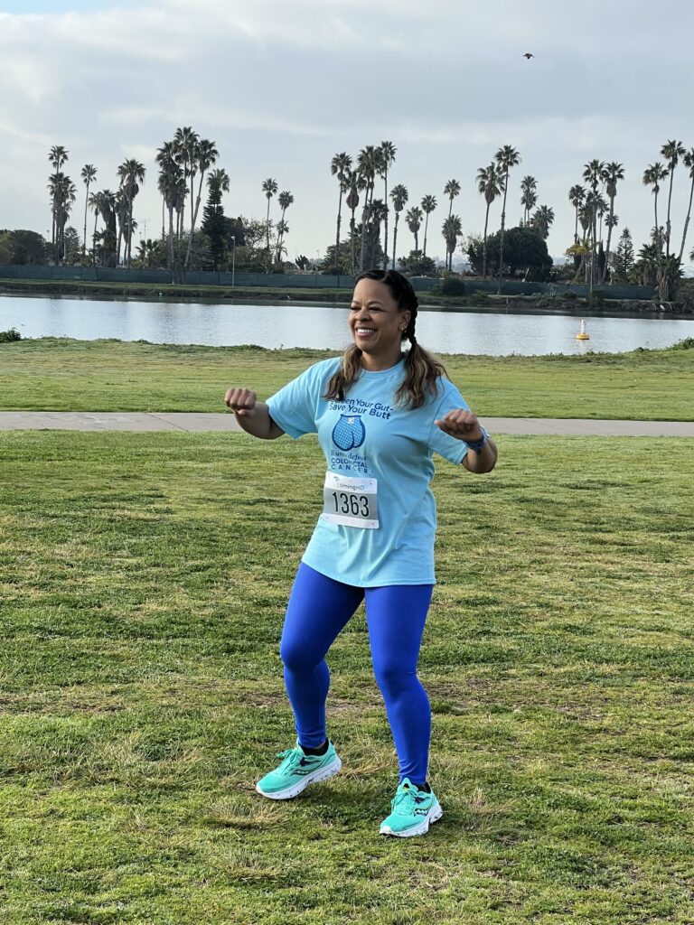 Our Cheerful Exercise Guru Who Lead the Crowd on a Pre-Race Warmup Routine